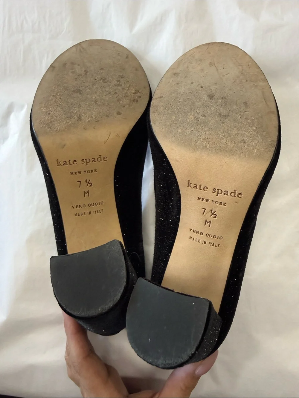 Kate Spade Ballina Black Velvet Crystal Mary Jane Pumps Heels 7.5 Italy